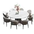 Chinese Dining Table and Chair Combination 3d model