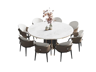 Chinese Dining Table and Chair Combination 3d model