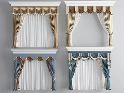 European Curtain Curtain Combination 3d model European Curtain Curtain Combination 3d model
