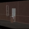 Modern Pedestal Washbasin With White Curved Faucet On Brown Textured Wall