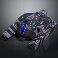 Futuristic Sci Fi Spaceship Model With Blue Light Tech And Engines 3d model