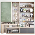 Stylish Modern Bookcase With Shelves Books Decorative Figurines Photo Frames And Ornaments