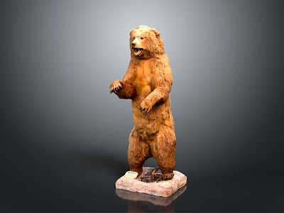 Hand Carved Standing Bear Sculpture With Realistic Details And Stable Base 3d model