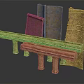 Handmade Brown Structural Model With Cardboard Beams And Wooden Support Columns Layered Design