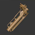 Detailed Golden Mechanical Equipment With Intricate Metal Pipes Valves And Knobs