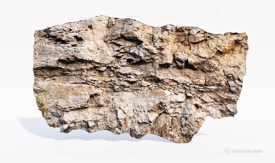 Natural Stone Wood Slab With Rough Textured Surface And Organic Patterns 3d model