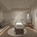 SPA Sauna Relaxing Interior Design With Massage Table Bathtub Hanging Robe And Warm Lighting