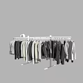 Clothing Rack with Multiple Hanging Clothes in Gray White and Black for Retail Store