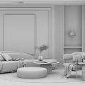 Modern Living Room Sofa and Coffee Table Set with Ottoman Rug and Abstract Painting
