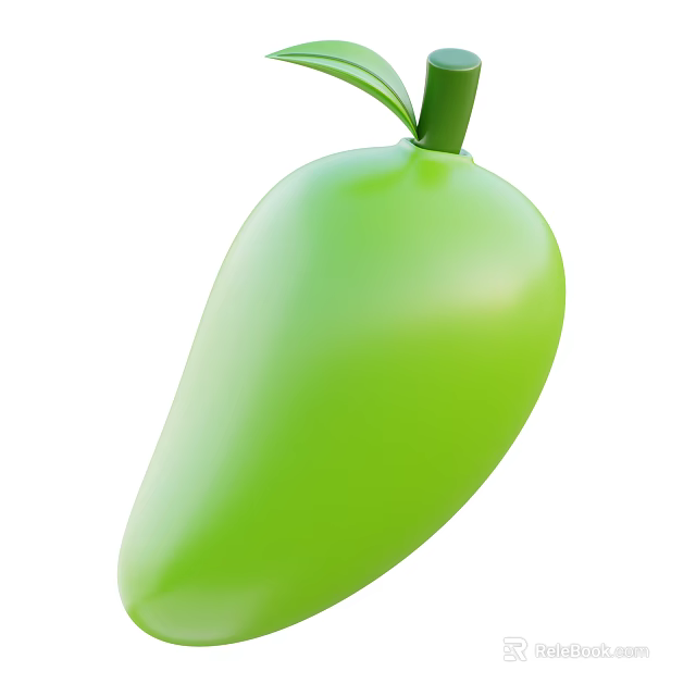 Fresh Green Mango Fruit with Smooth Skin and Natural Vibrant Color 3d model 