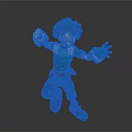 Anime Character Action Figure Featuring Green Hair Teal Costume Red Belt Black Shoes Jumping Pose