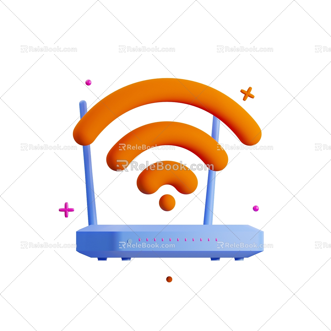 Modern WiFi wireless network cartoon wireless network Icon 3d model