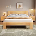 Cozy Bedroom With Wooden Bed Frame Nightstands Table Lamps Wall Art And Rug