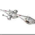 Detailed Spacecraft Model With Cosmic Design And Red Accents On White Background