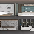 Front desk Background wall Service desk Reception desk 3d model