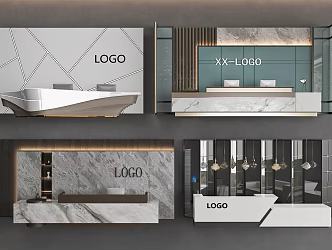 Front desk Background wall Service desk Reception desk 3d model