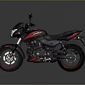 Black and Red Modern Motorcycle with Sporty Body and Sleek Headlight Design