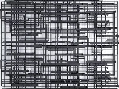 Interconnected Metal Pipes Forming Complex Dense Industrial Structural Network Design 3d model