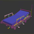 Medical Bed For Hospital Use With Blue Mattress Wheels And Safety Rails