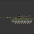 Military Combat Tank Featuring Green Camouflage Armor Cannon Barrel Turret Antenna Lights And Tracks