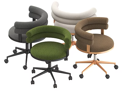 Modern Swivel Office Chairs With Curved Armrests Caster Wheels And Multiple Colors 3d model