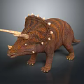Realistic 3D Triceratops Dinosaur Character Model With Horned Head Spiked Frill And Detailed Skin