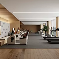 Spacious Modern Fitness Gym With Treadmills Exercise Equipment And Wooden Flooring