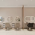 Modern Hair Salon Interior With Styling Chairs Round Mirrors And Workstations