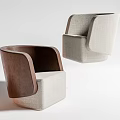 Modern Single Sofa With Leather Armrests Light Fabric Upholstery And Sleek Design
