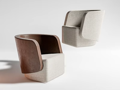 Modern Single Sofa With Leather Armrests Light Fabric Upholstery And Sleek Design 3d model