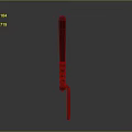 Traditional Weapon Design With Long Brown Handle Black Ring Decorations And Red Curved Part