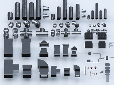 Ventilation pipe metal pipe heating pipe air conditioning pipe 3d model