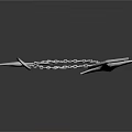 Silver Decorative Weapon with Star Diamond Shaped Design Connected via Metal Chain and Arrow Part