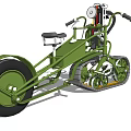Green Tracked Motorcycle Featuring Single Front Wheel Small Seat And Mechanical Design