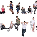 Diverse Group of People in Various Casual Poses and Relaxed Stances