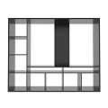 Modern Black Bookcase With Open Shelves And Multiple Compartments For Home Office