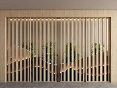 New Chinese style grid background wall landscape background wall landscape grid background wall ink painting background grid water ripple background wall waves background wall 3d model