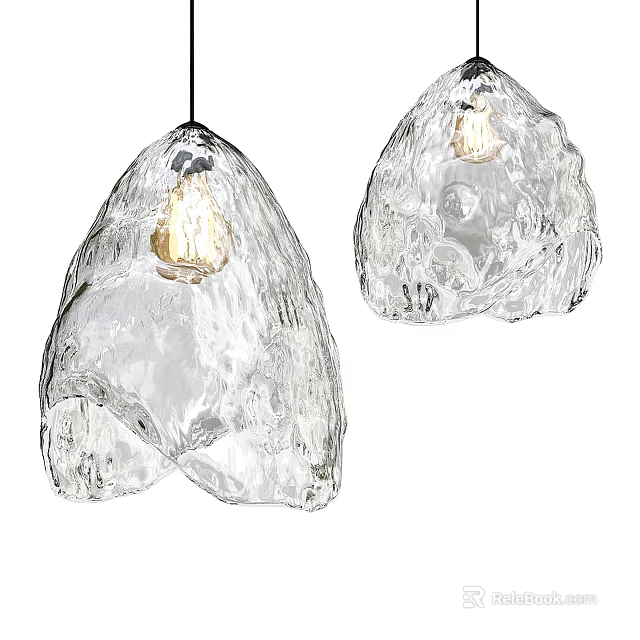 Transparent Textured Glass Pendant Lights With Modern Artistic Unique Irregular Surface 3d model