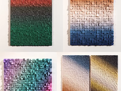 Colorful Cube Pattern Wall Art With Gradient Colors And Textured Design 3d model