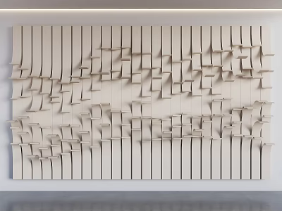 Modern White Wall With 3D Striped Decorative Structures And Textured Design 3d model