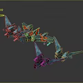 Futuristic Blue And Red Mechanical Aircraft With Wing Structures In Formation