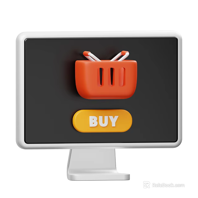 Smart Machine With Computer Monitor Displaying Shopping Basket And BUY Button 3d model 