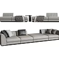 Modern Gray Sectional Sofa With Soft Pillows And Comfortable Design 3d model