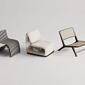 Modern Accent Chairs With Striped Patterns Wooden Frames And Upholstered Seats 3d model