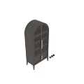 Modern Wooden Bookcase With Arched Glass Doors Metal Handles And Tapered Legs