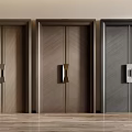 Modern Double Doors With Wooden Texture And Metal Handles In Different Tones