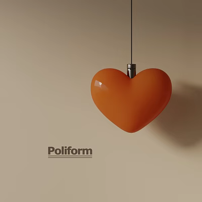 Orange Heart Shaped Pendant Light by Poliform for Modern Interior Decoration 3d model