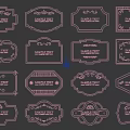 Vintage Ornate Label Silhouette Vector Set With Various Design Elements 3d model