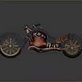Vintage Unique Motorcycle Design With Red Body Black Tires And Classic Headlight