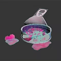 Medical Device Open Metal Can With Pink Oozing Gel And Dressing Pads